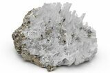 Gleaming, Striated Pyrite Crystals with Quartz Crystals - Peru #233422-1